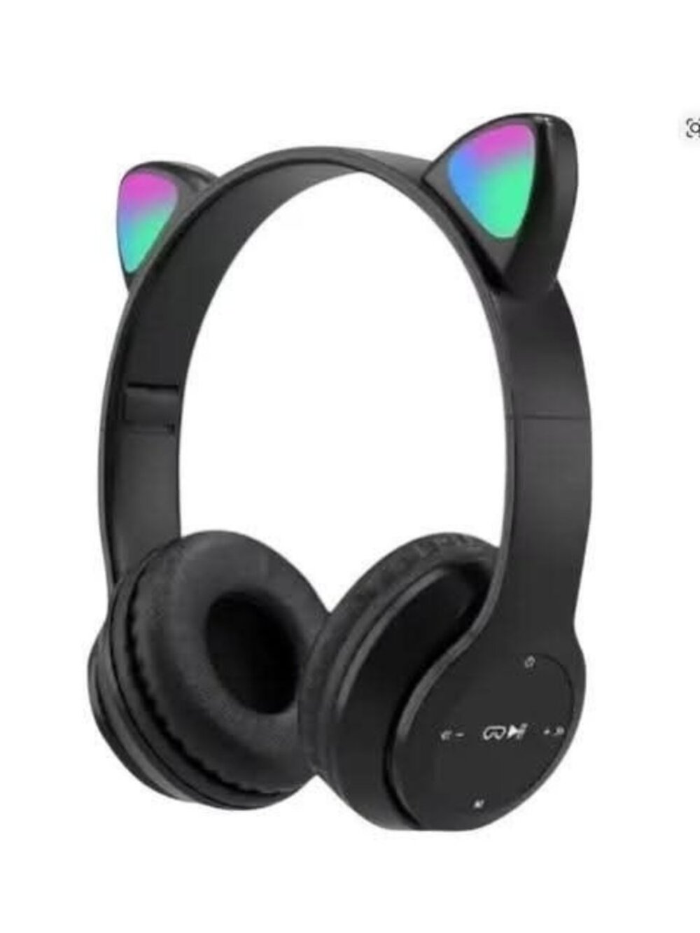 RGB Cat Ears Bluetooth Kids Headphones Black Light up Headset